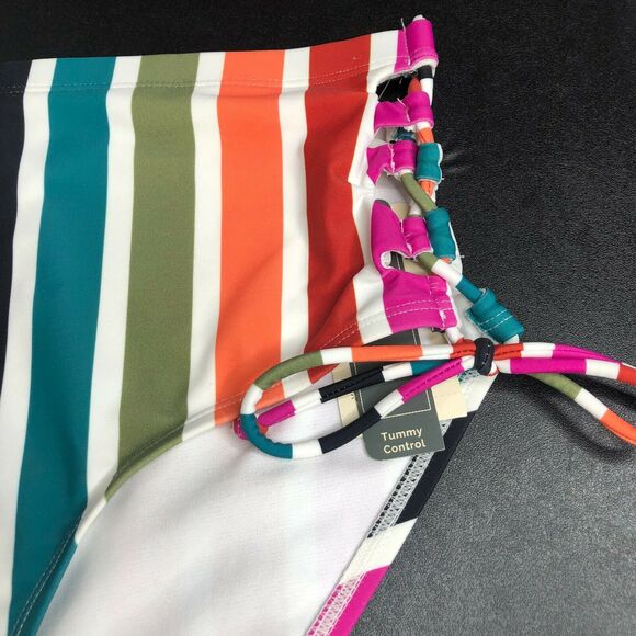 NEW Terra & Sky Women's Plus High Waist Striped Swimsuit Bottom Size 0X (14W) - Picture 4 of 8